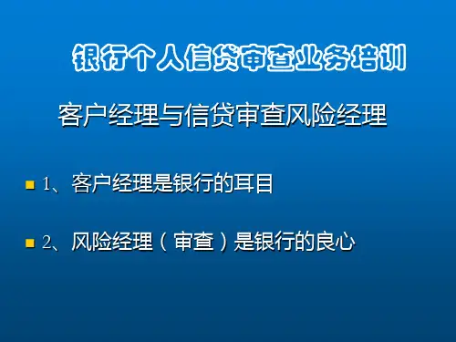 客户经理与信贷审查风险经理 银行个人信贷业务审查培训 教学PPT课件