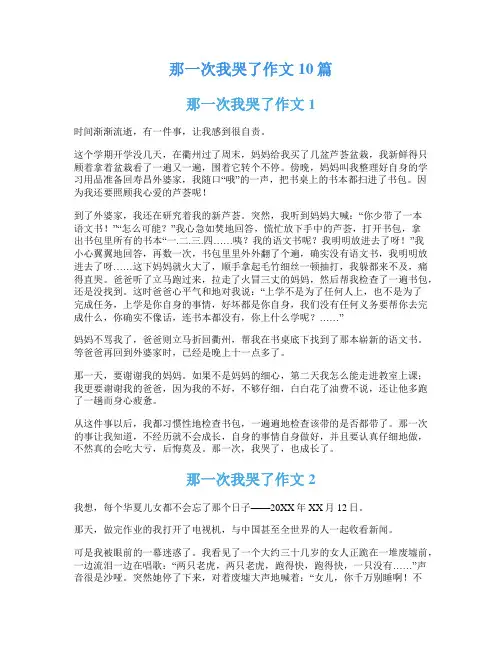 那一次我哭了作文10篇