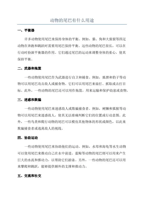 动物的尾巴有什么用途