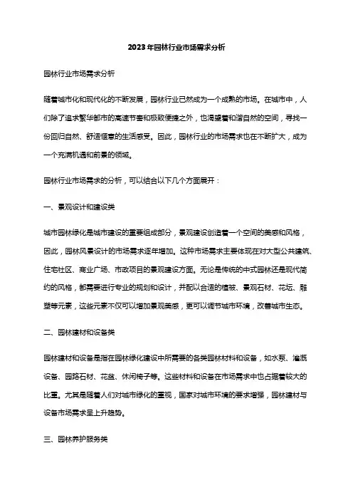 2023年园林行业市场需求分析