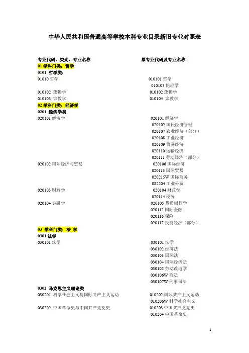 高考志愿填报必备——本科专业目录(新旧专业对照)