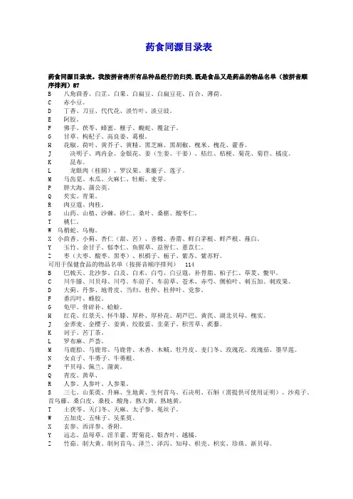 药食同源目录表(泡茶、煲汤、养生值得关注)