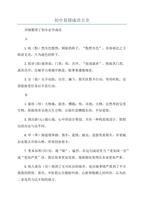 初中易错成语大全