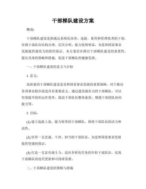干部梯队建设方案