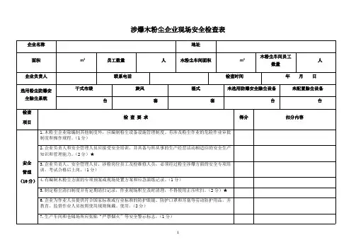 涉爆木粉尘企业现场安全检查表-除尘系统