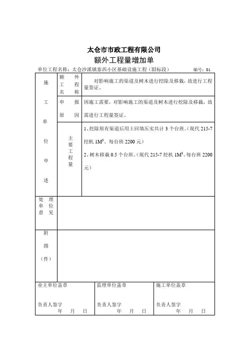 签证单 样本