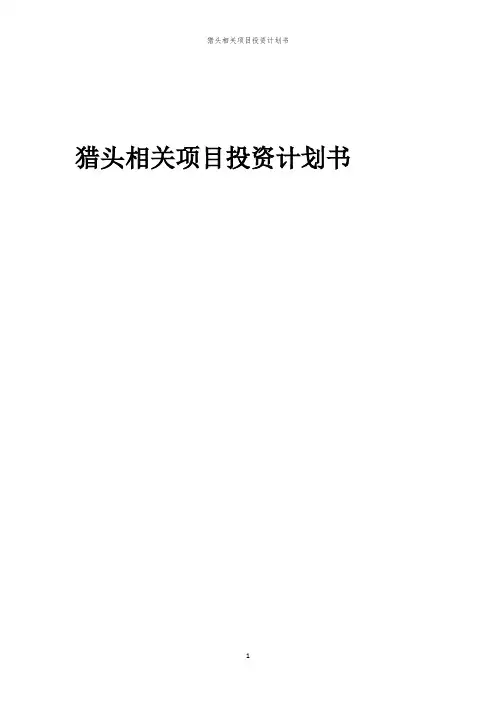 猎头相关项目投资计划书