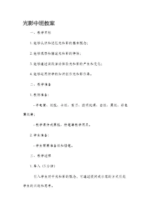 光影中班市公开课获奖教案省名师优质课赛课一等奖教案