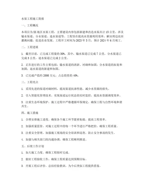 水渠工程施工简报