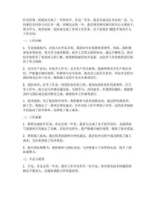 打井队个人工作总结