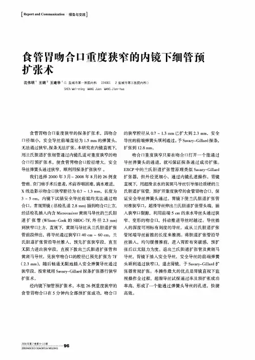 食管胃吻合口重度狭窄的内镜下细管预扩张术