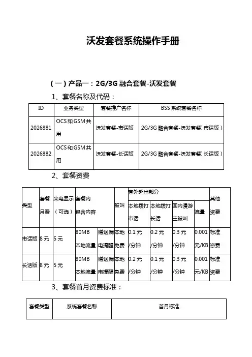 2发套餐系统操作手册(BSS版产品)