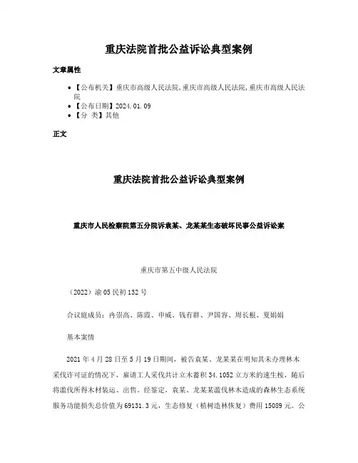 重庆法院首批公益诉讼典型案例