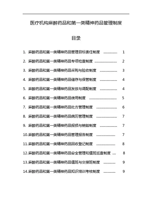 麻醉药品、第一类精神药品管理制度