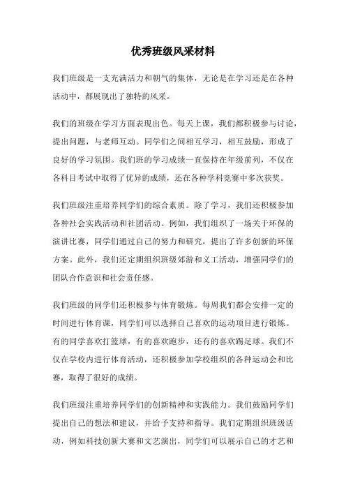 优秀班级风采材料