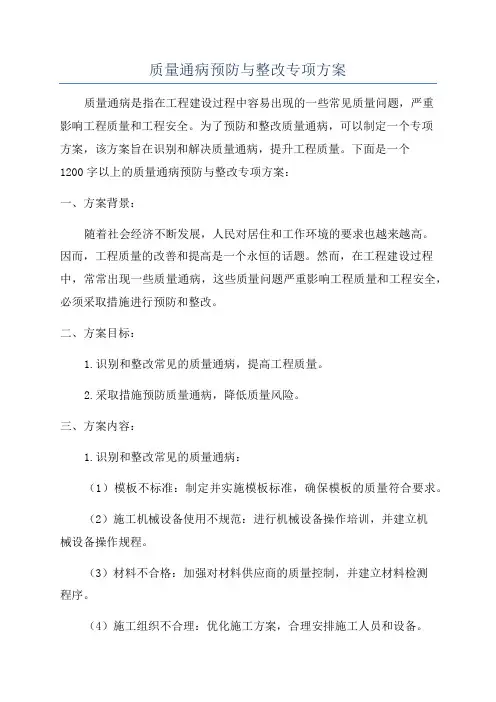 质量通病预防与整改专项方案