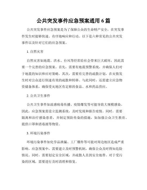 公共突发事件应急预案通用6篇