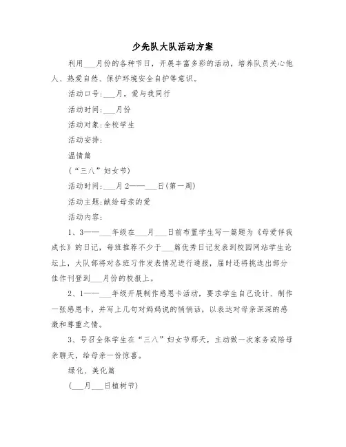 少先队大队活动方案(二篇)