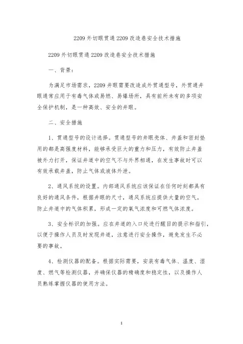 2209外切眼贯通2209改造巷安全技术措施