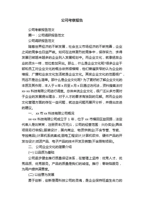 公司考察报告