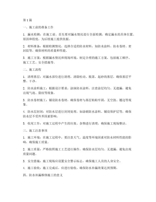 防水补漏维修施工工程(3篇)