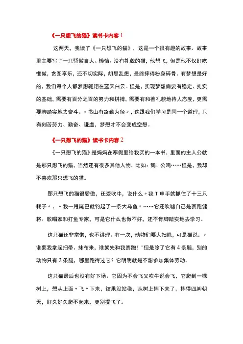 一只想飞的猫读书卡内容简单