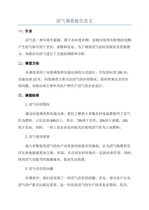 沼气调查报告范文