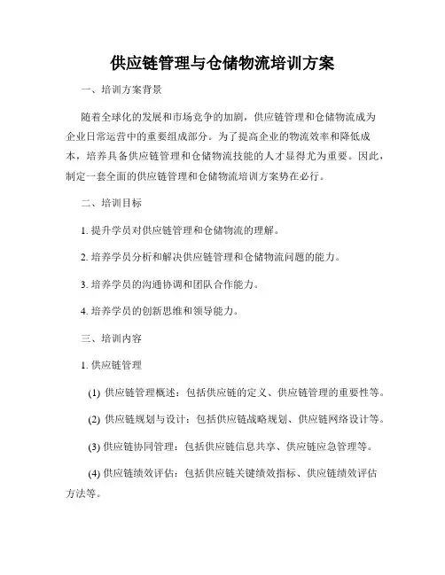 供应链管理与仓储物流培训方案