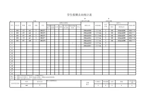 学生假期去向统计表Excel模板