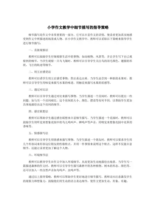 小学作文教学中细节描写的指导策略
