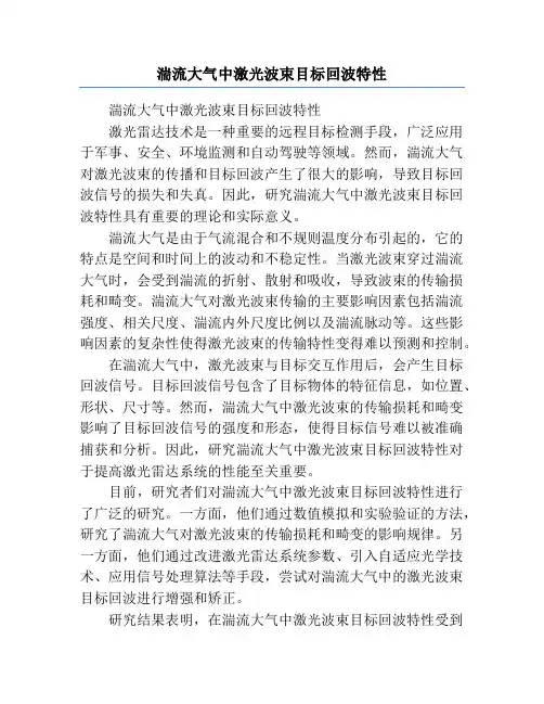 湍流大气中激光波束目标回波特性