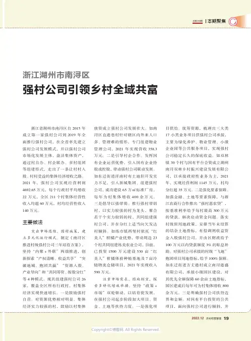浙江湖州南浔区：强村公司引领乡村