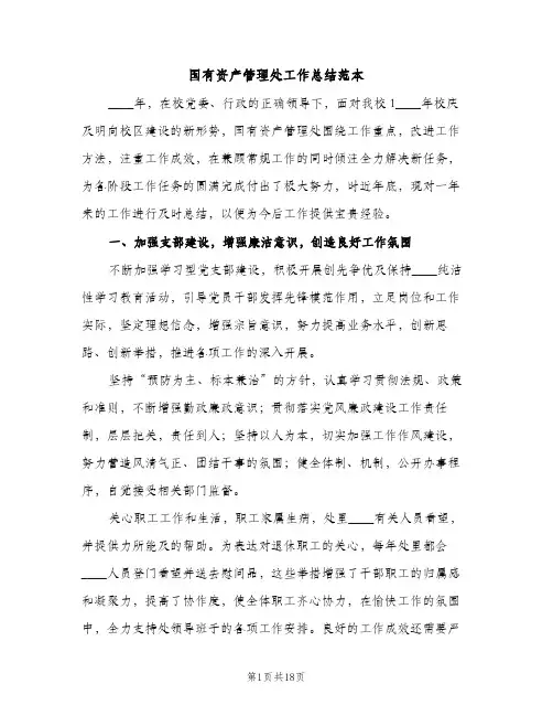 国有资产管理处工作总结范本（2篇）