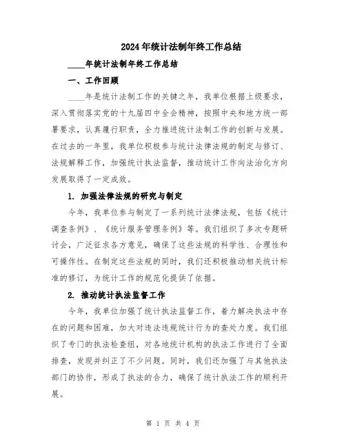 2024年统计法制年终工作总结