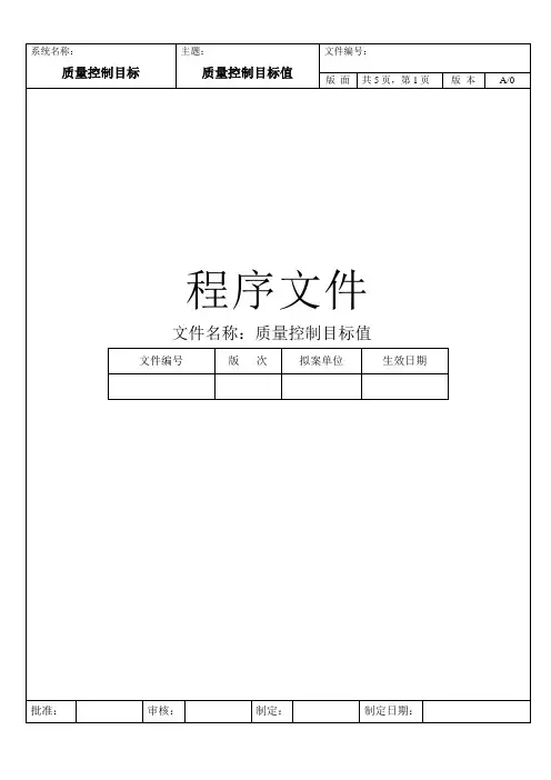 公司质量目标(范本)