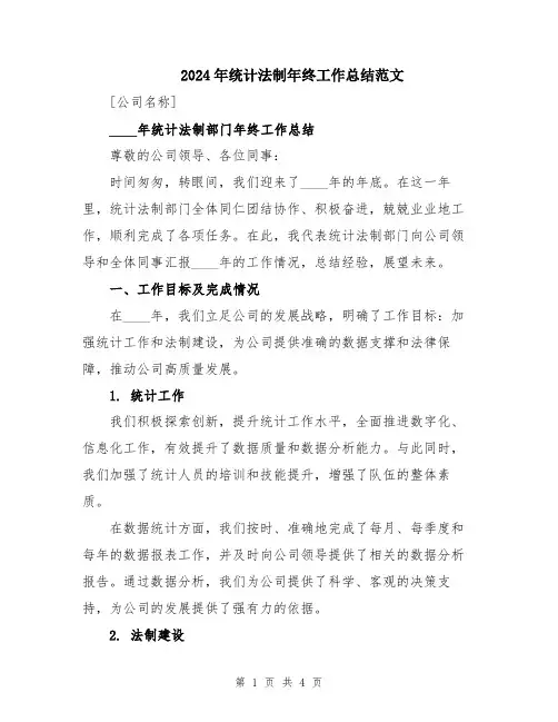 2024年统计法制年终工作总结范文