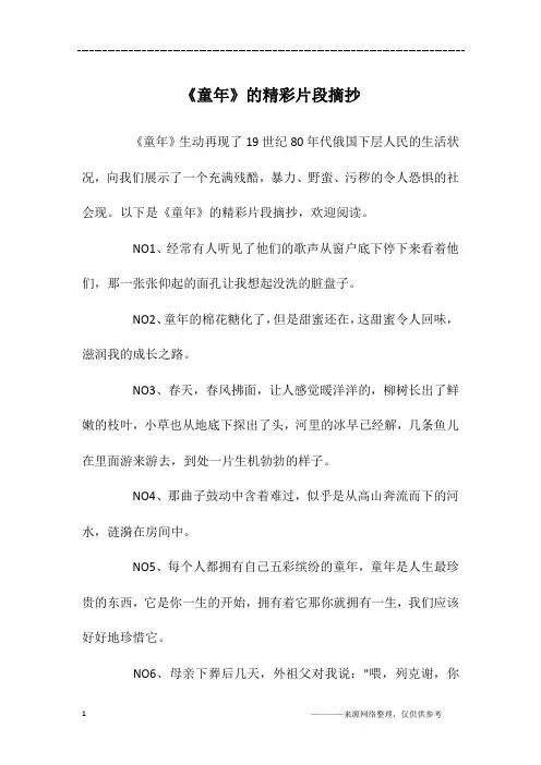 《童年》的精彩片段摘抄