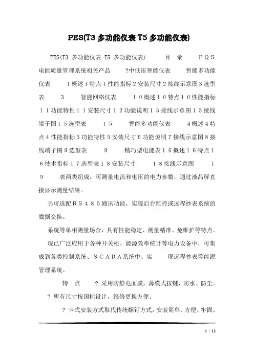 PES(T3多功能仪表T5多功能仪表)