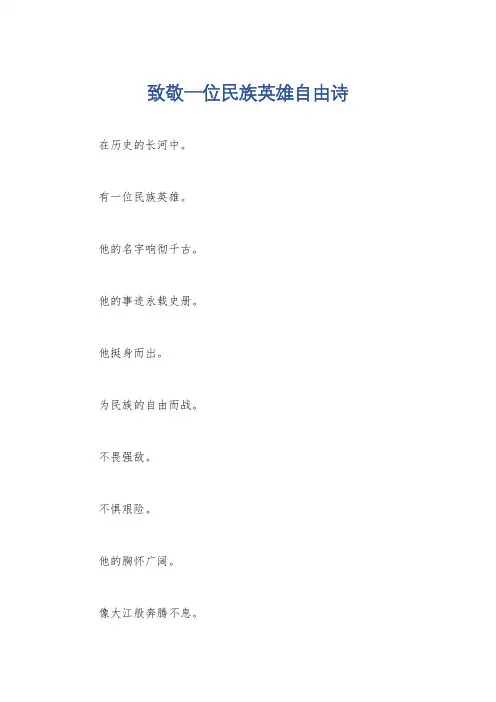 致敬一位民族英雄自由诗
