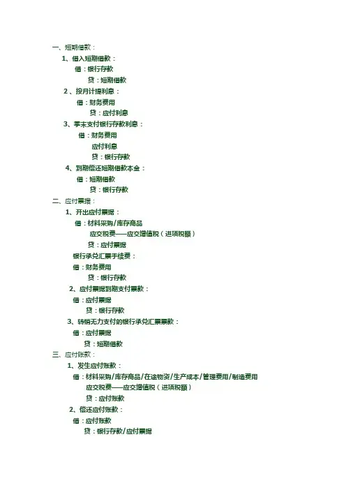 会计学原理精华——会计分录