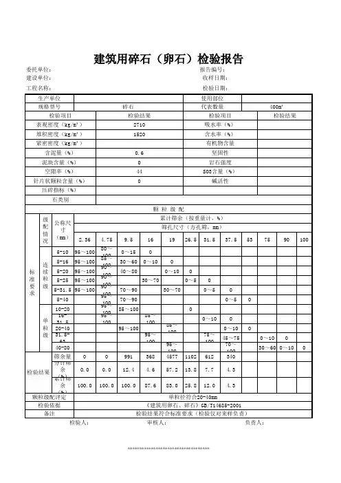 建筑用碎石(卵石)检验报告