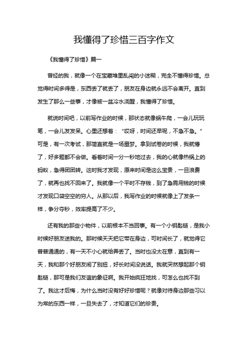 我懂得了珍惜三百字作文