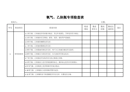 氧气、乙炔瓶专项检查表