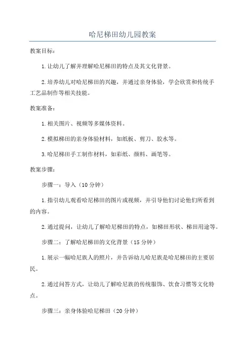 哈尼梯田幼儿园教案