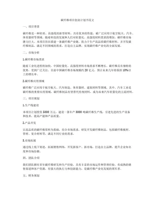碳纤维项目创业计划书范文