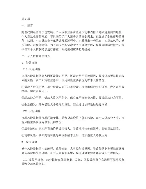 个人贷款隐患排查报告(3篇)
