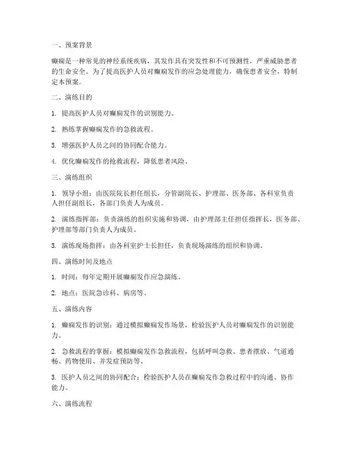 癫疯发作应急演练预案