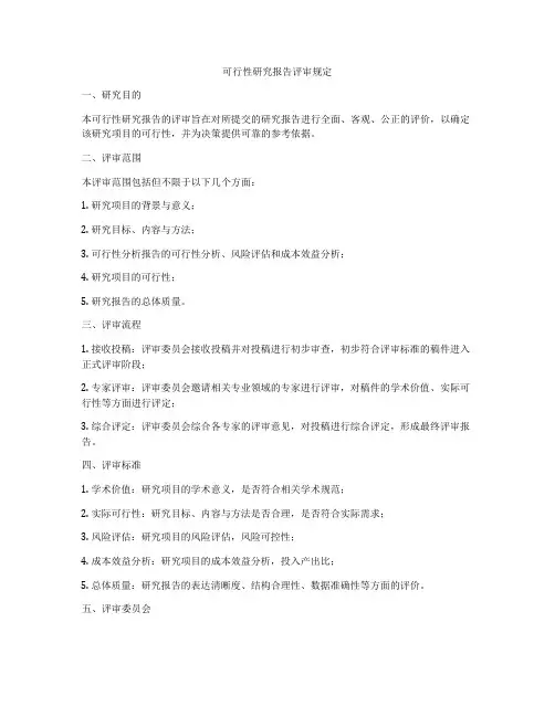 可行性研究报告评审规定