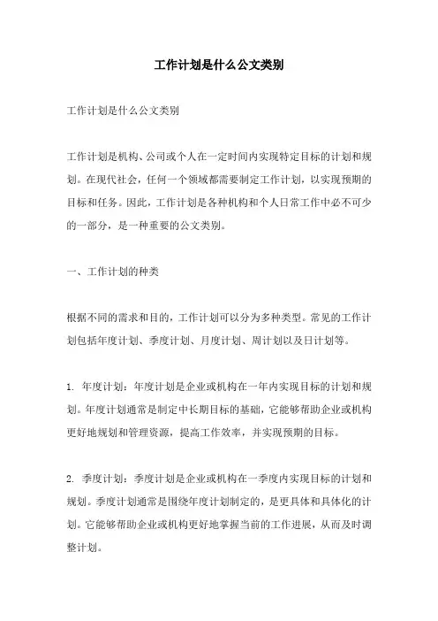 工作计划是什么公文类别