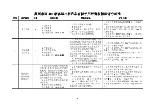 苏州市区400辆客运出租汽车有偿使用经营权招标评分标准